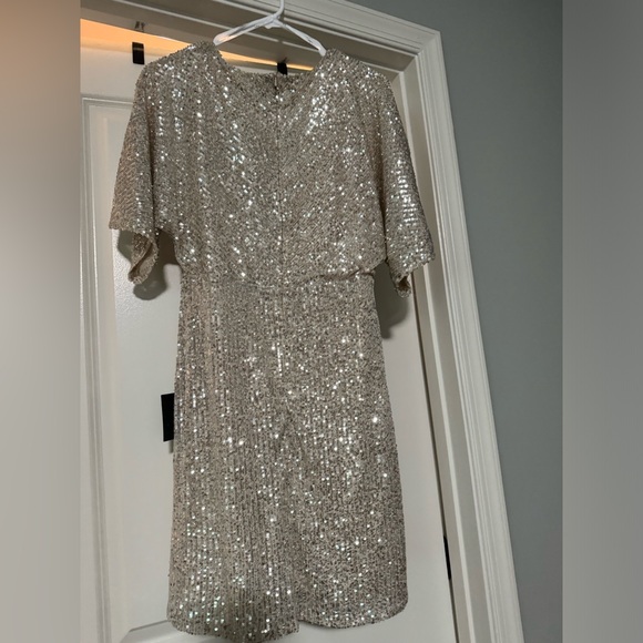 Lulus tulip hem faux wrap sequin mini dress - Picture 3 of 3